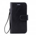 Wholesale iPhone 7 Folio Flip Leather Wallet Case with Strap (Black)